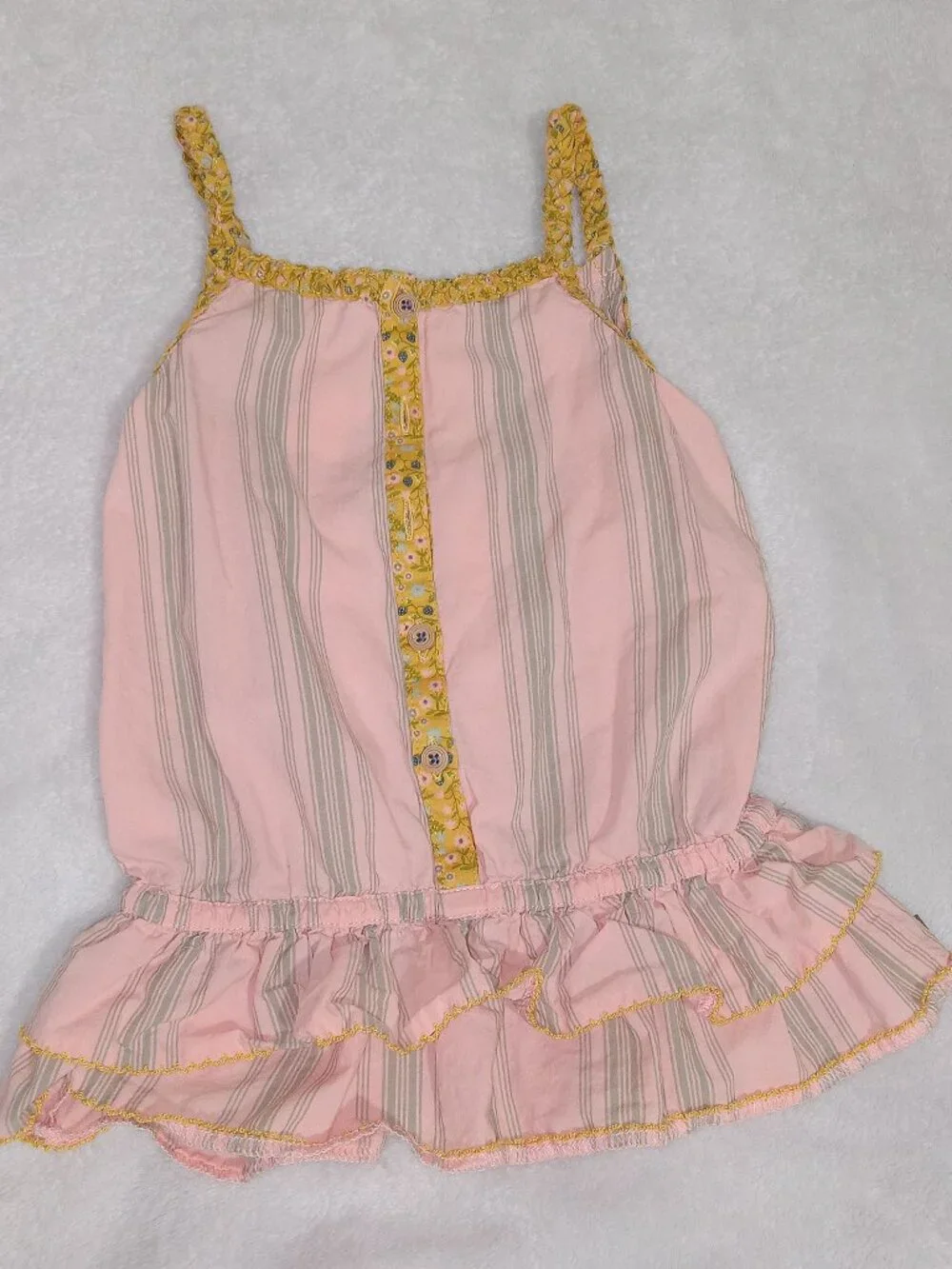 Matilda Jane Morning Sunrise Tank Girls Sz 4 Joanna Gaines Ruffle Strappy Pink